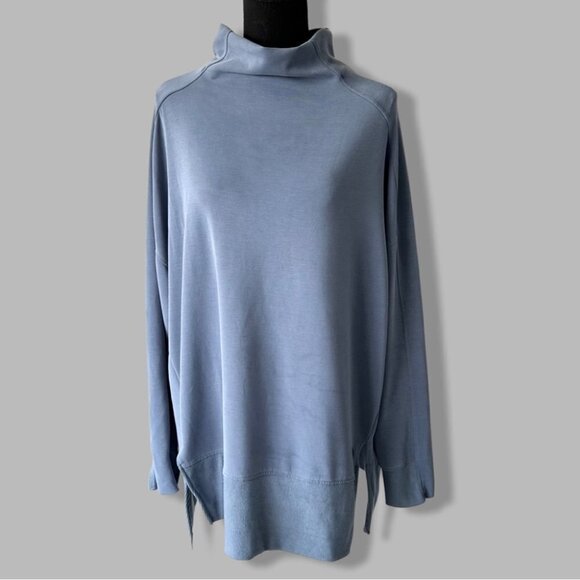 Everyday Sunday Blue  Mockneck Boxy Fit Sweatshirt - Picture 1 of 16